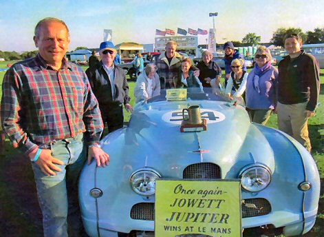 Jowett Jupiter racer Richard Gane with Trophy Silverstone